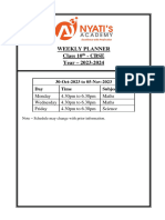 Weekly Planner 10th Class