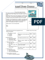 A Postcard Letter From Greece Reading Comprehension Exercises - 53724
