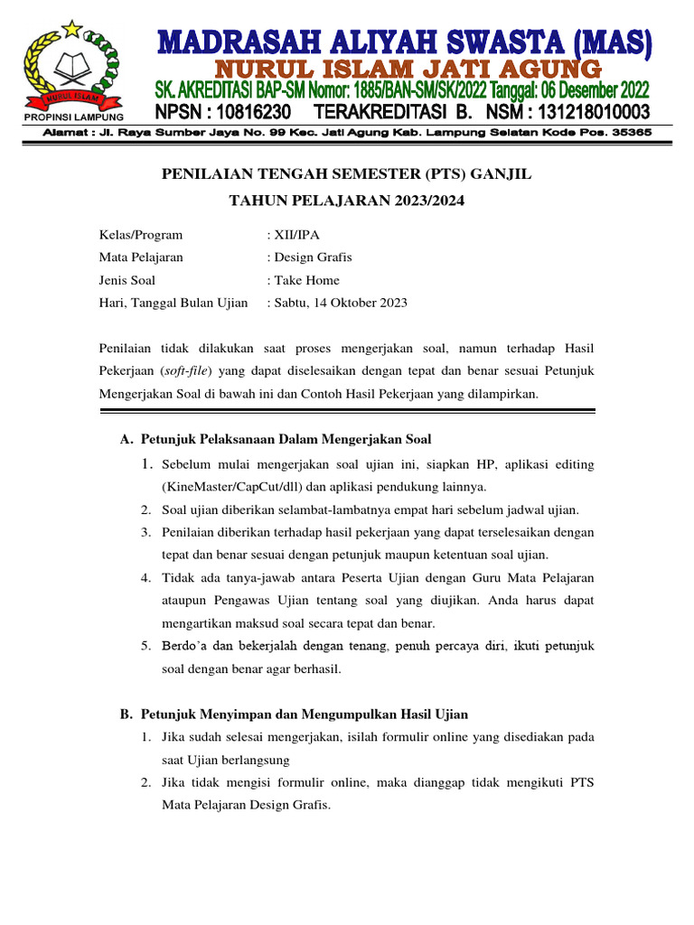 PTS Design Grafis Kelas XII IPA 2023 | PDF