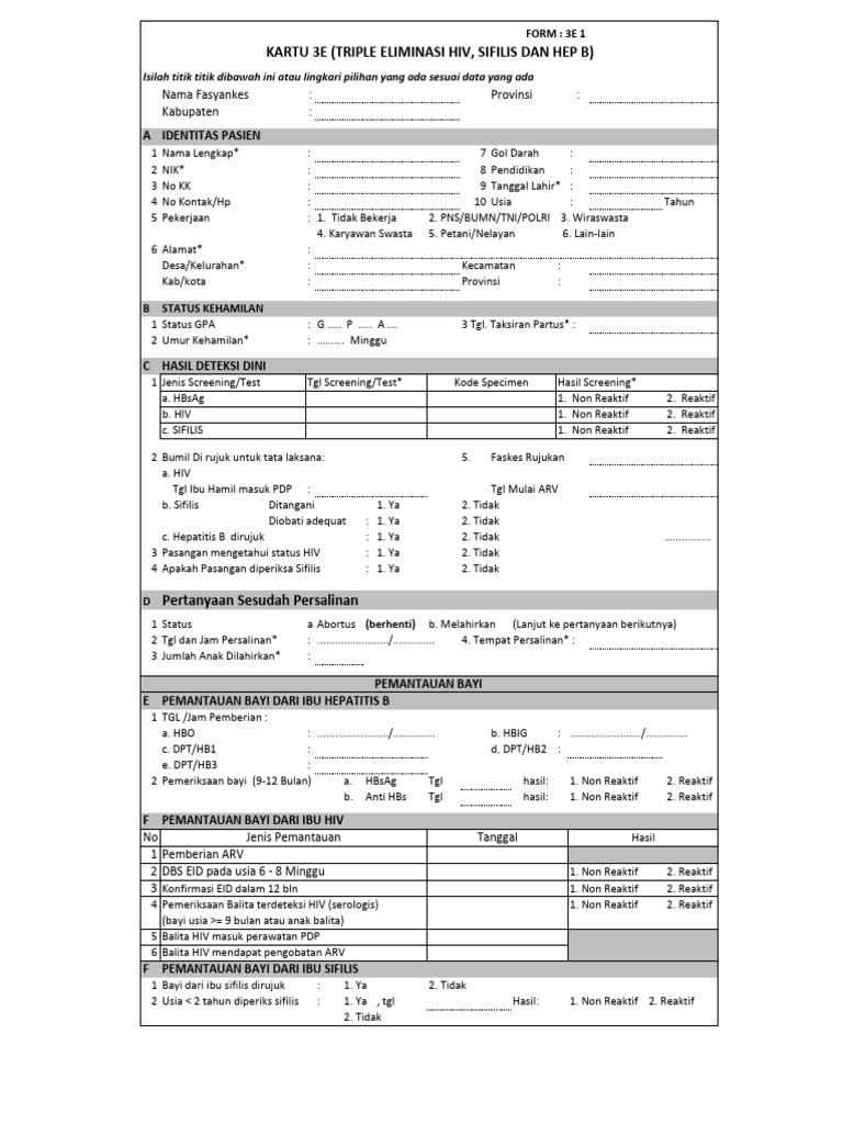 Formulir Deteksi Dini 3E 1 | PDF