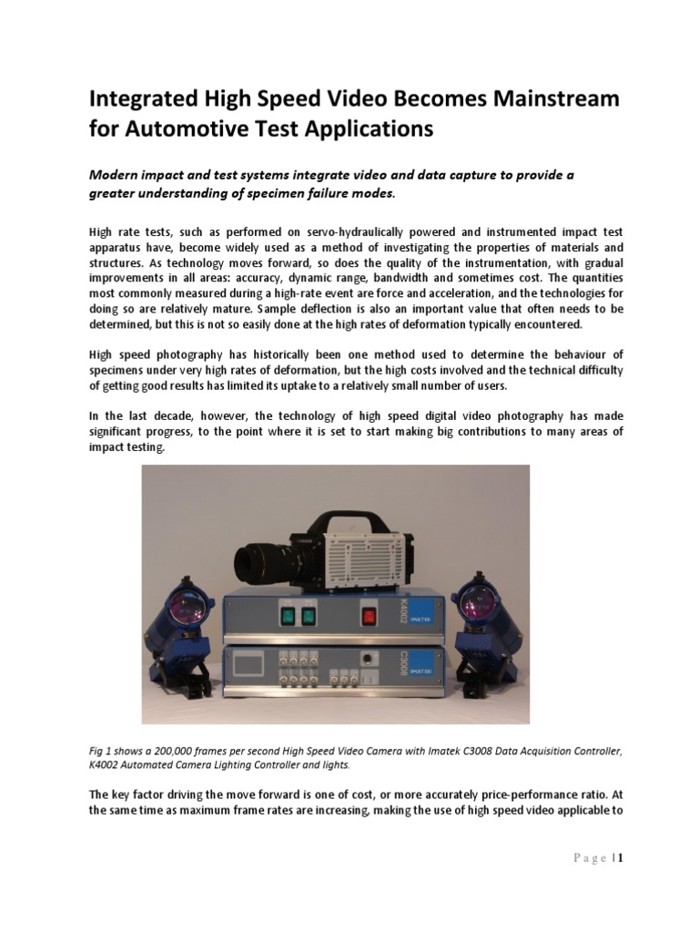 Integrated High Speed Video Becomes Mainstream For Automotive Test ...