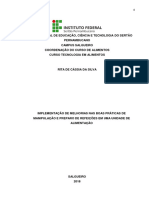 TCC - Implementação de Melhorias Nas Boas Práticas de Manipulação e Preparo de Refições em Uma Unidade de Alimentação