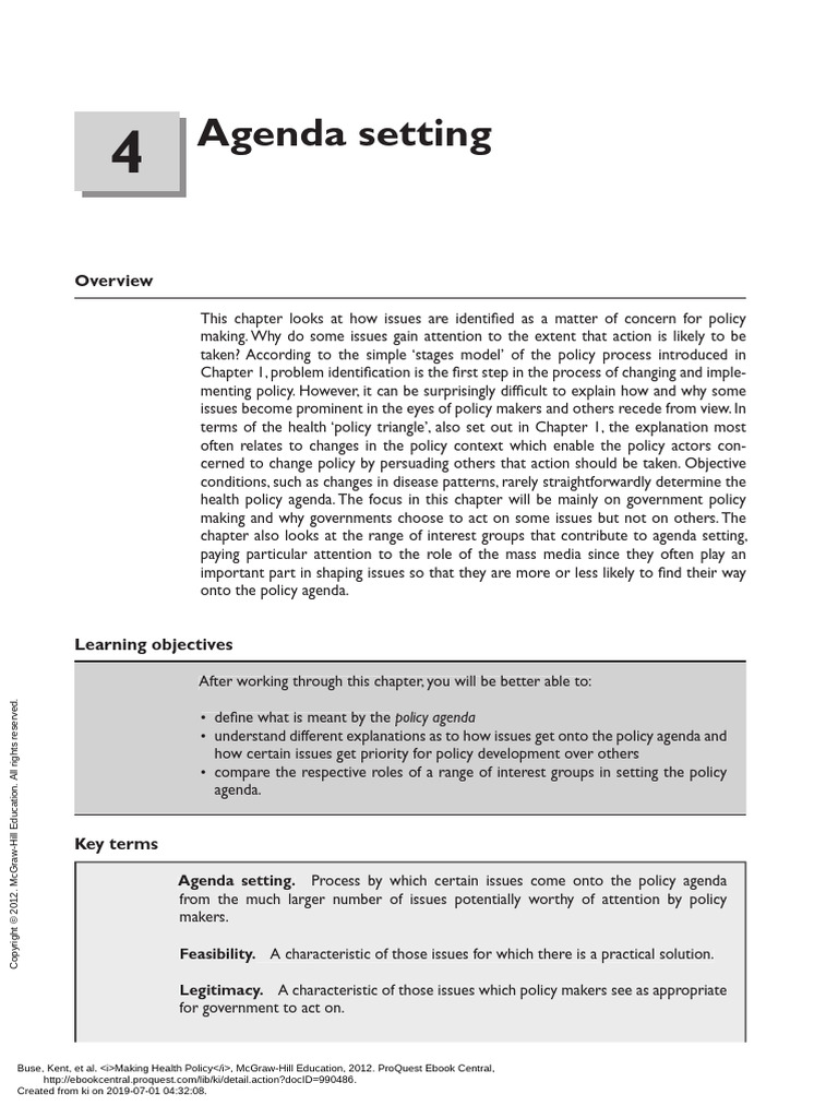 Making Health Policy - (4 Agenda Setting) | PDF | Policy | Legitimacy ...