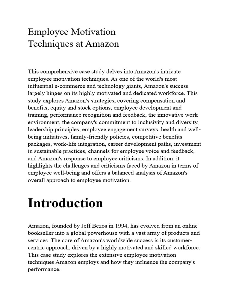 Amazon's Employee Motivation Strategies | PDF | Sustainability | Employment