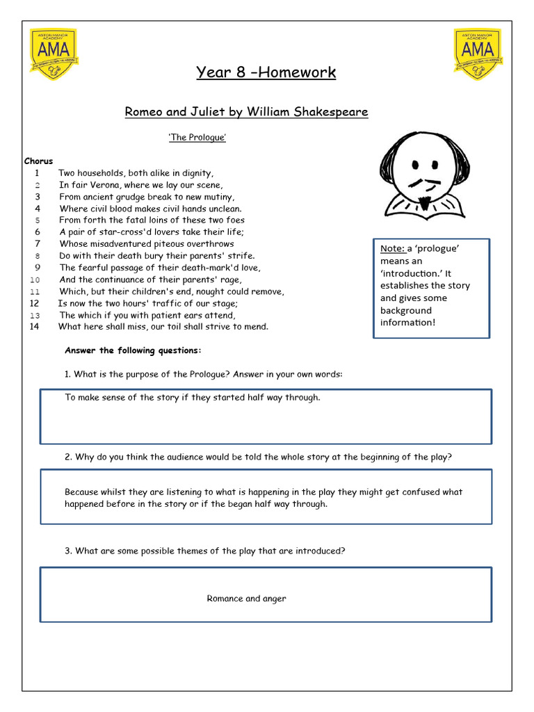 Year 8 Homework: Romeo and Juliet Analysis | PDF | Romeo And Juliet