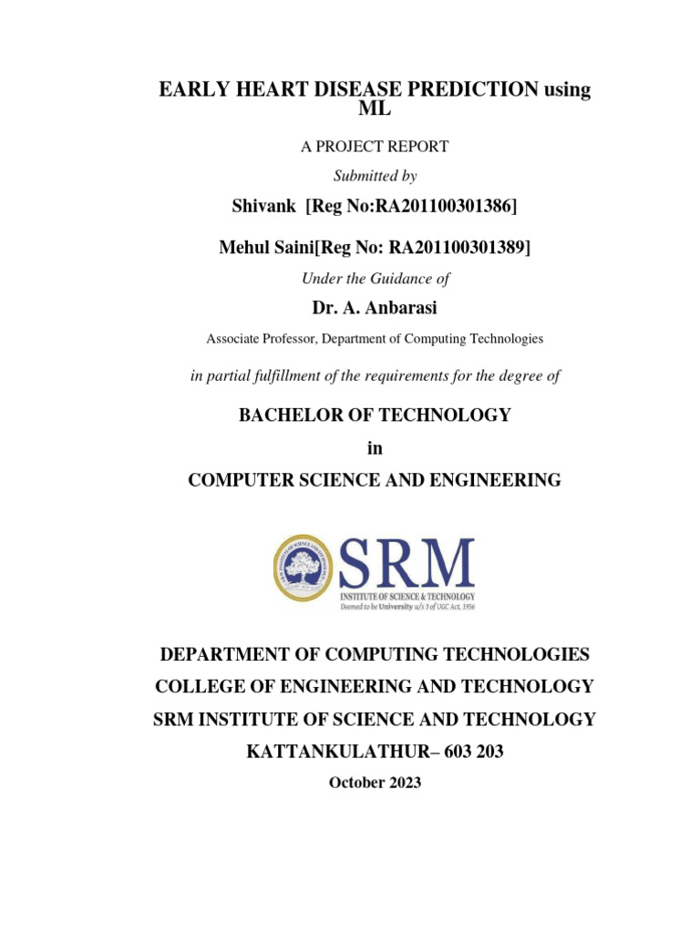 AI Project Cover: Heart Disease Prediction | PDF | Artificial ...
