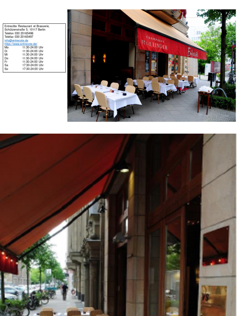 Entrecôte Restaurant Et Brasserie, Schützenstraße 5, 10117 Berlin | PDF
