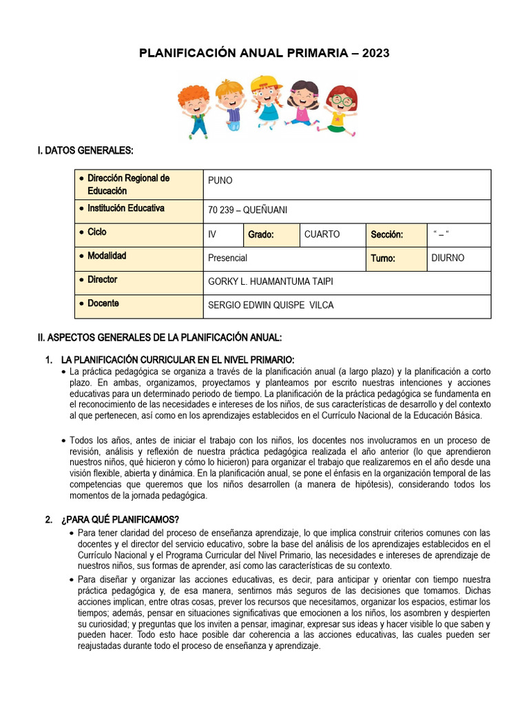Planificación Anual Primaria - Marzo | PDF | Aprendizaje | Plan de estudios