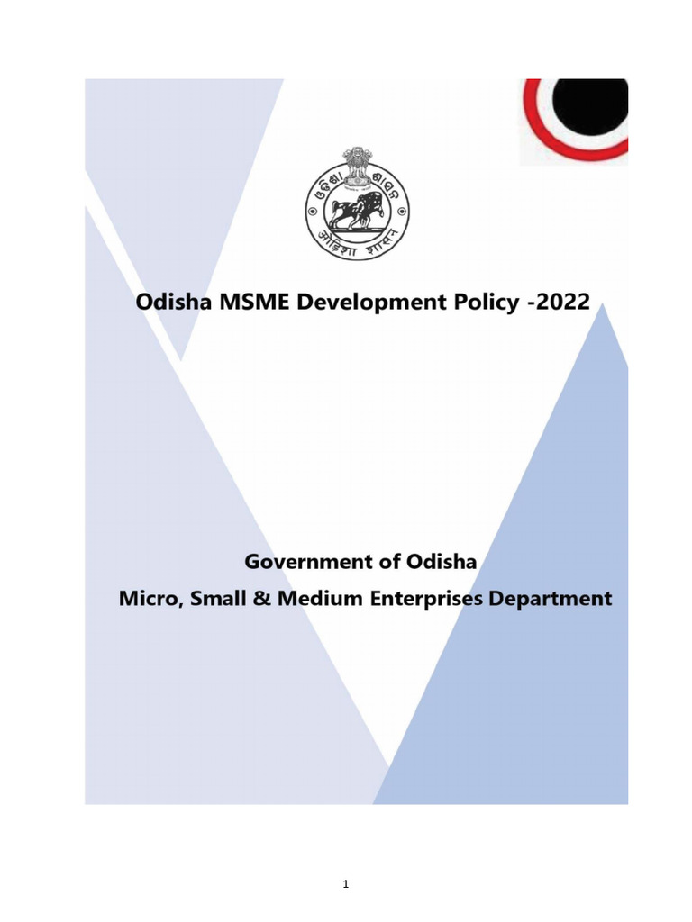 Odisha MSME Development Policy 2022 | PDF | Small And Medium Sized ...