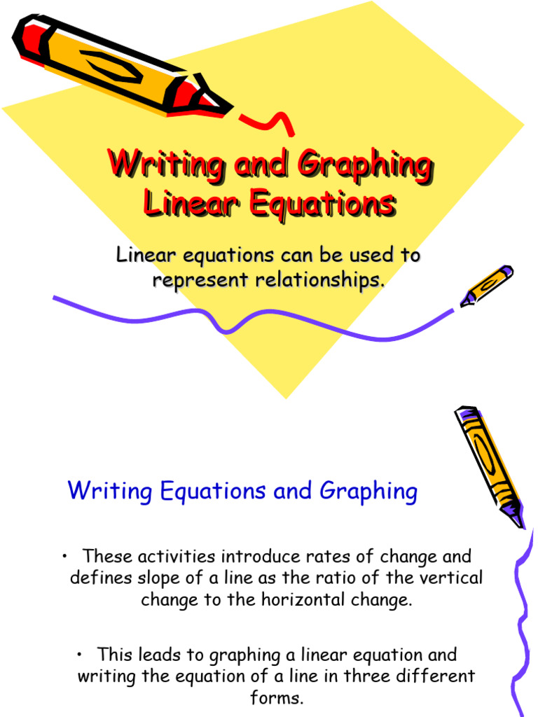 Writing and Graphing Linear Equations 1 | PDF | Line (Geometry ...