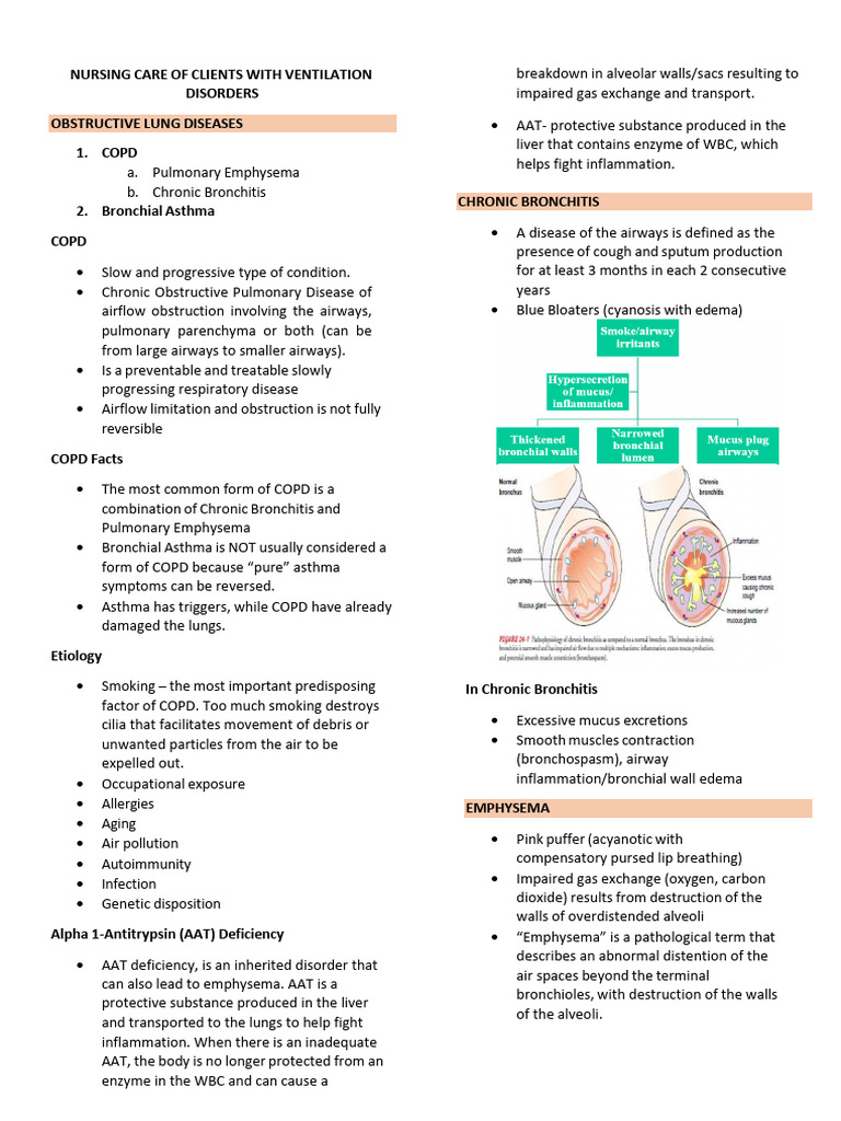 Nursing Care for Ventilation Disorders | PDF | Chronic Obstructive ...