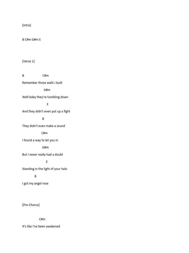 Halo Chord Sheet PDF Song Structure Songs