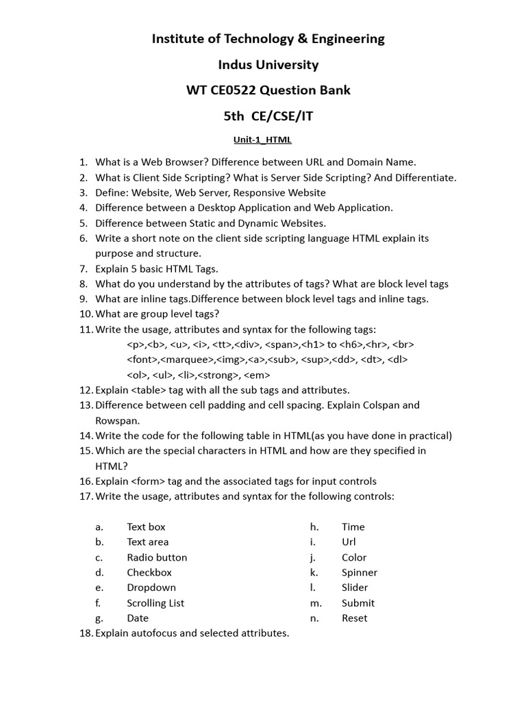  Technology Question Bank PDF Php Angular Js