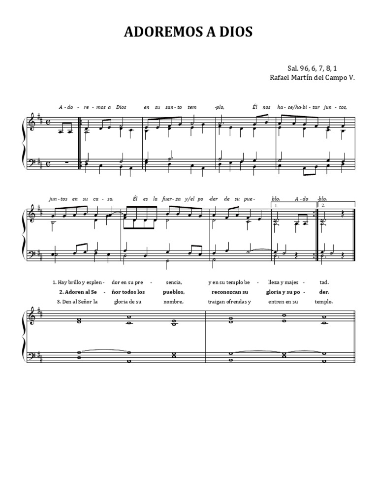 Adoremos a Dios: Letra y Partitura | PDF
