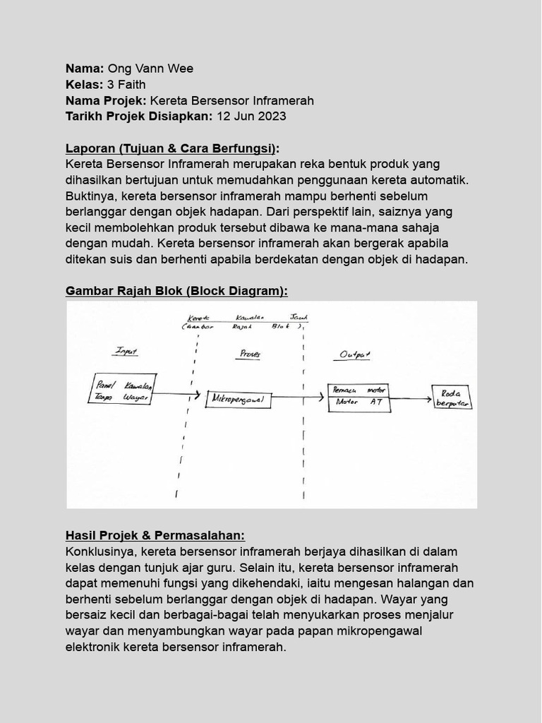 Kereta Bersensor Inframerah Berhenti Automatik | PDF