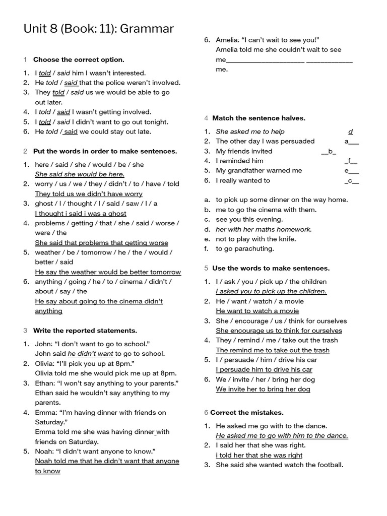 Copia de Unit 8 (Book - 11) - Grammar | PDF | Language Arts ...
