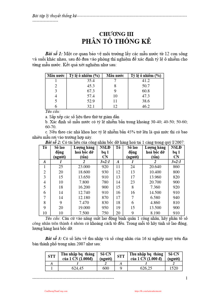 Nguyen Ly Thong Ke Baitapnltkkt (Cuuduongthancong - Com) | PDF