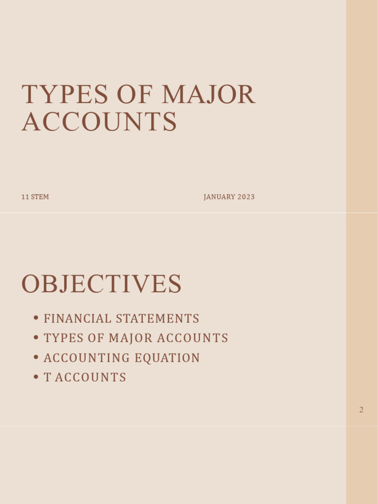 Types of Major Accounts Explained | PDF | Equity (Finance) | Balance Sheet
