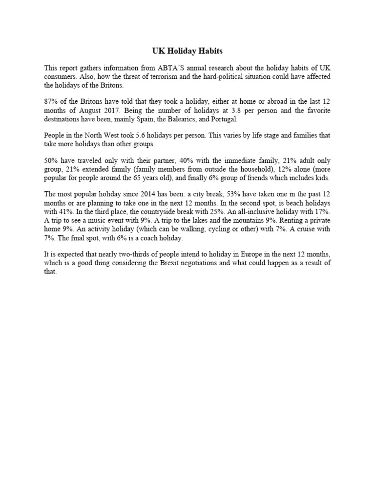 Uk Holiday Habits PDF