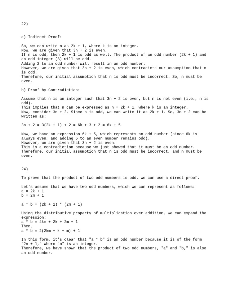 Proofs of Odd and Even Numbers | PDF