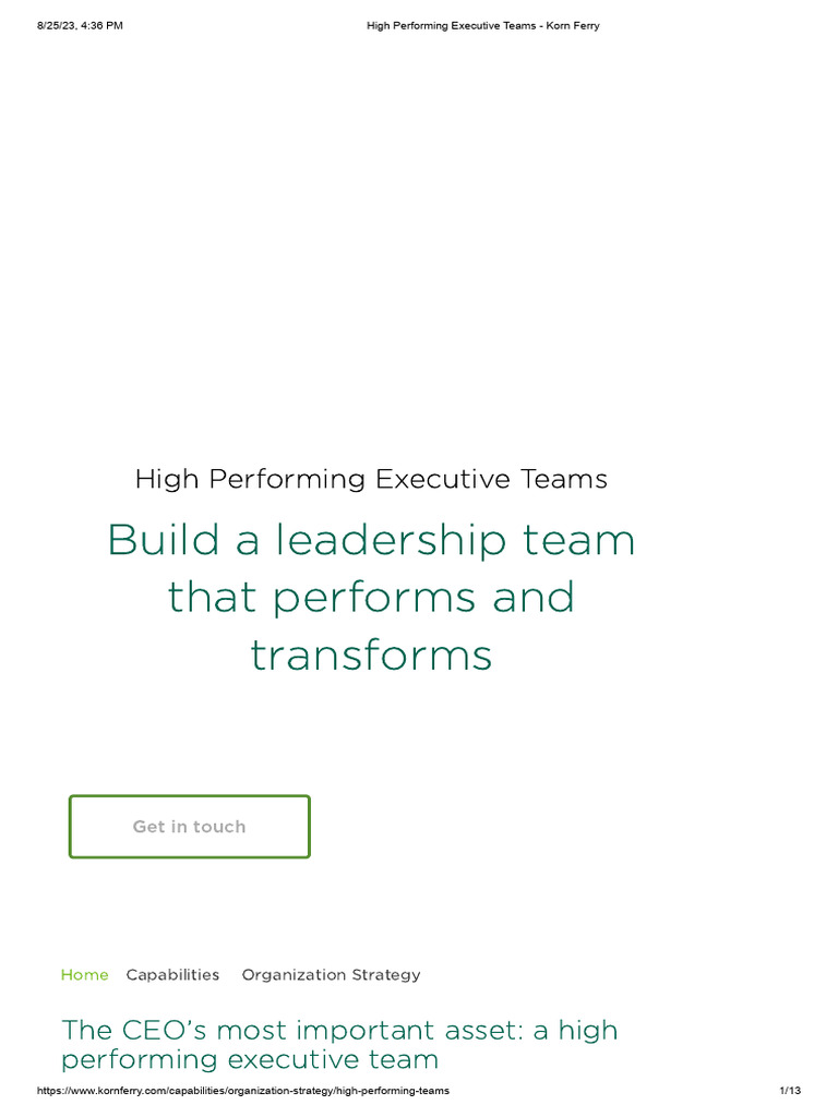 High Performing Executive Teams - Korn Ferry | PDF | Leadership | Chief ...