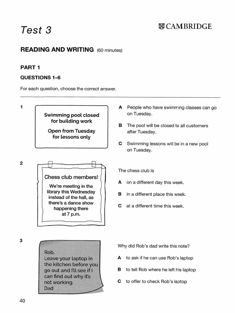 Test 3 - Ket - A2 | PDF