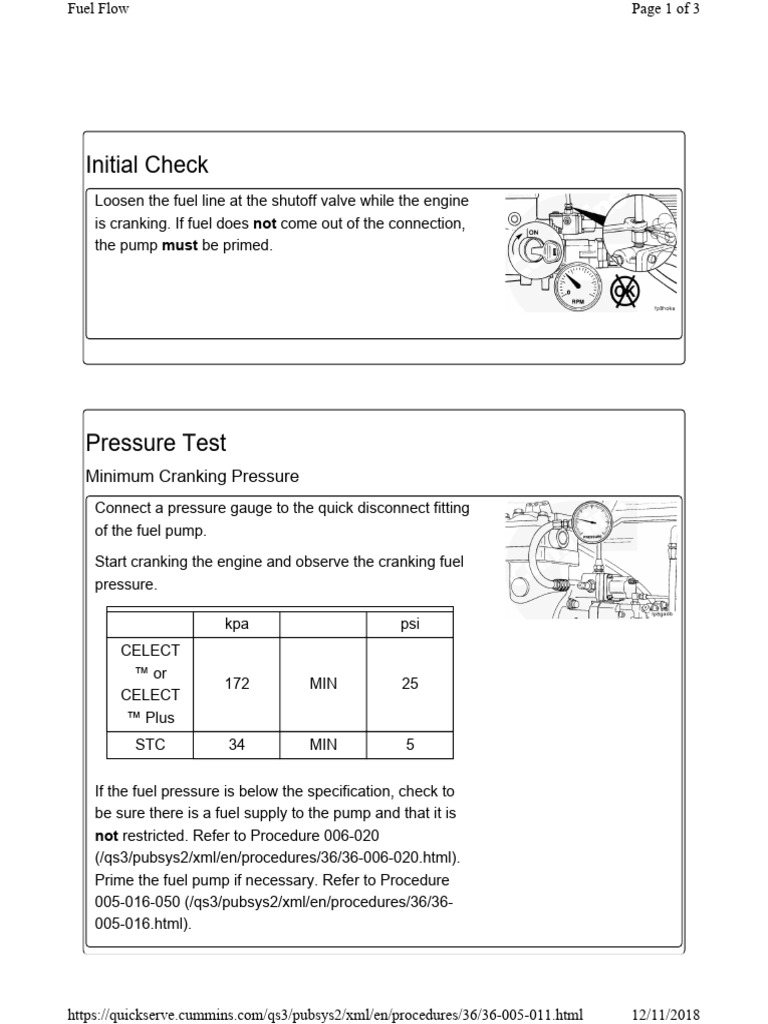 Cummins N14 Fuel Test PDF Pump Pipe (Fluid Conveyance)