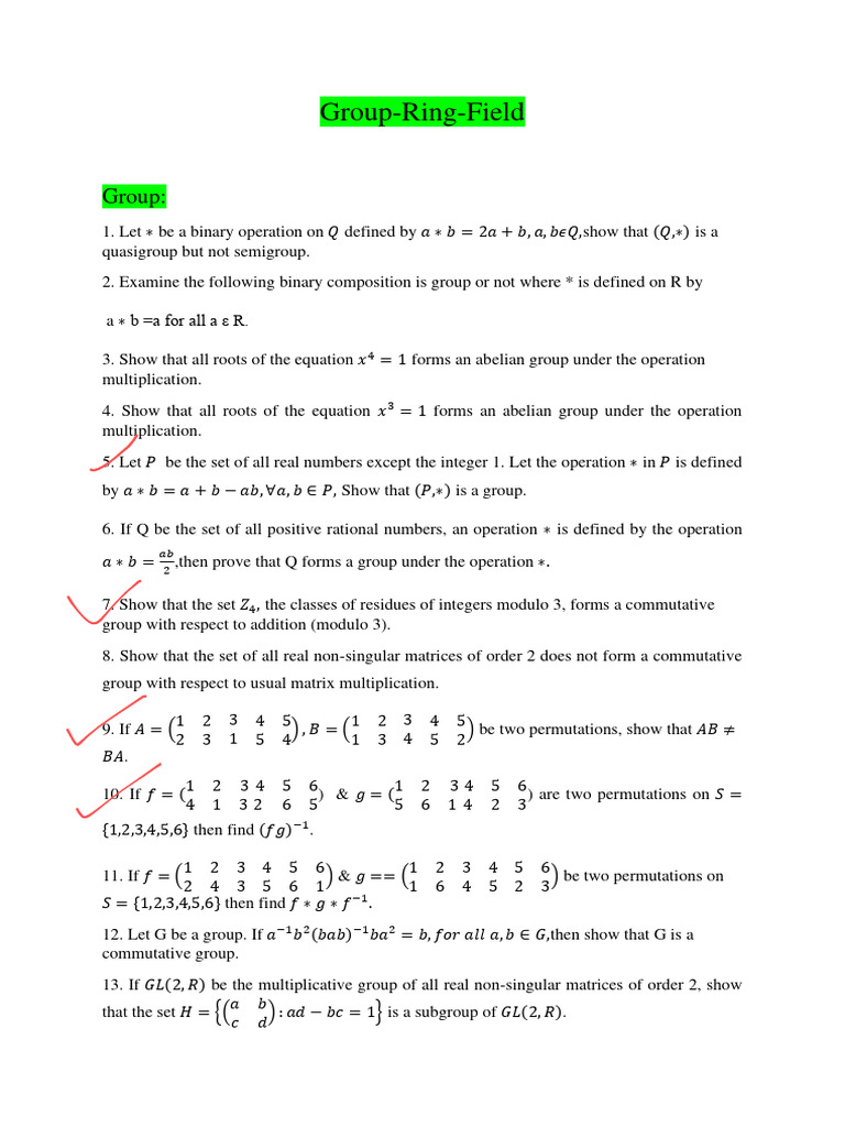 Group and Ring Theory Concepts | PDF | Group (Mathematics) | Ring ...