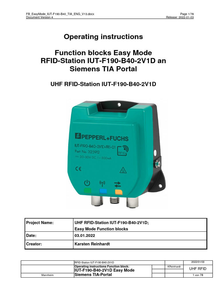 FB Easymode Iut-F190-B40 Tia Eng v13 | PDF | Ip Address | Parameter ...