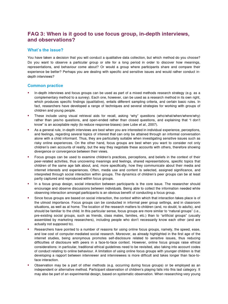 How To Chose A Data Collection Method PDF Focus Group Behavioural