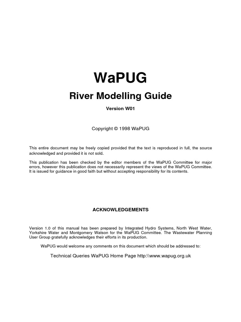 1998 River Modelling Guide Pdf River Water Quality