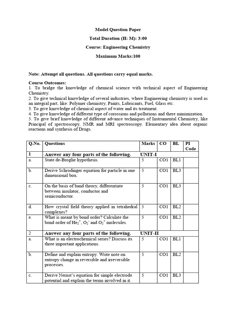 Modified Chemistry Question Pqpers | PDF | Chemistry | Entropy
