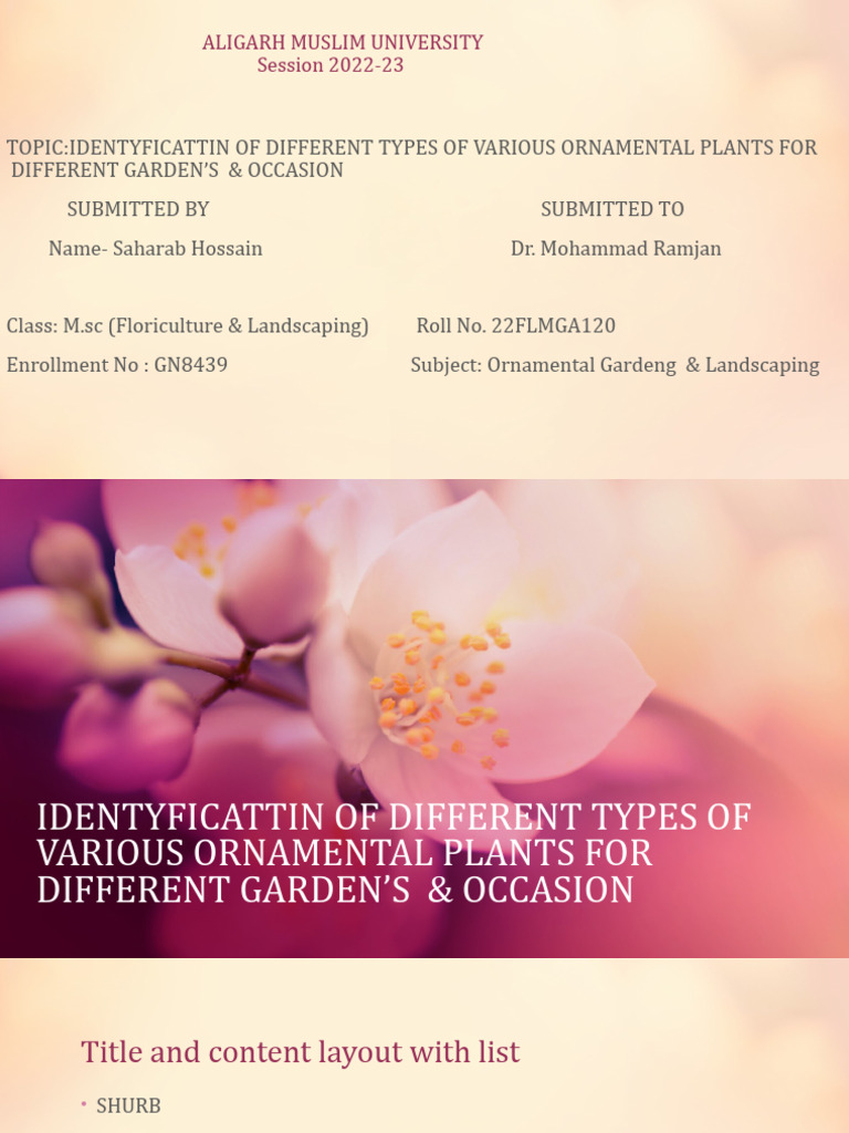 Identyficattin of Different Types of Various Ornamental Plants PDF