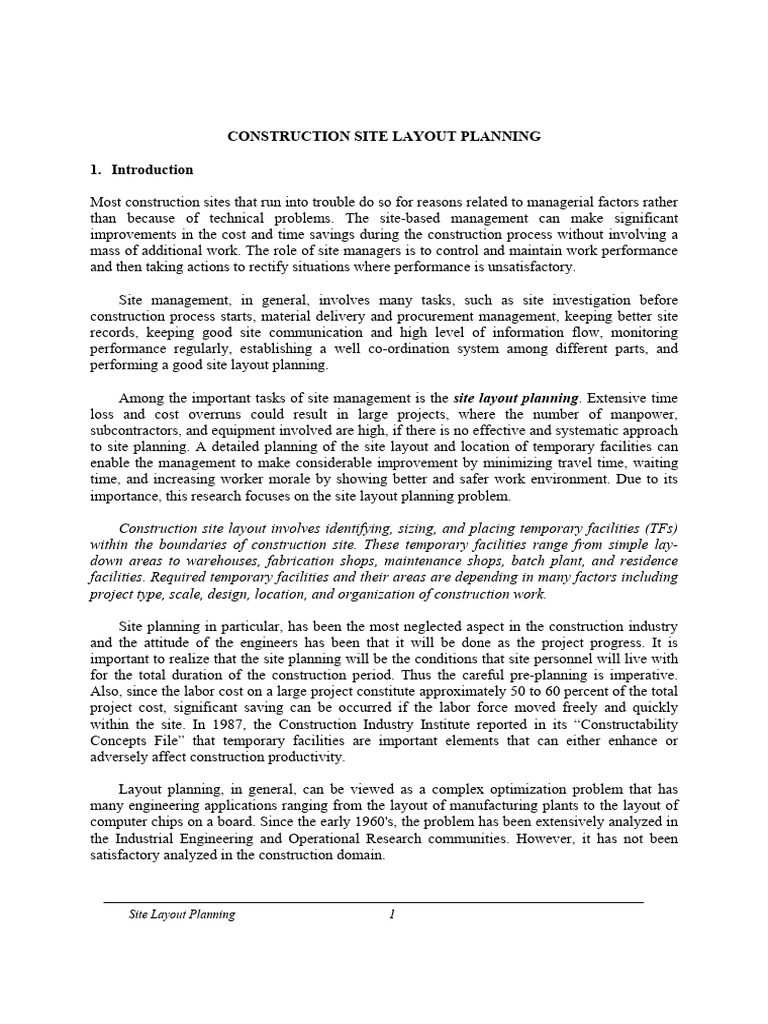 Construction Site Layout Planning PDF Mathematical Optimization