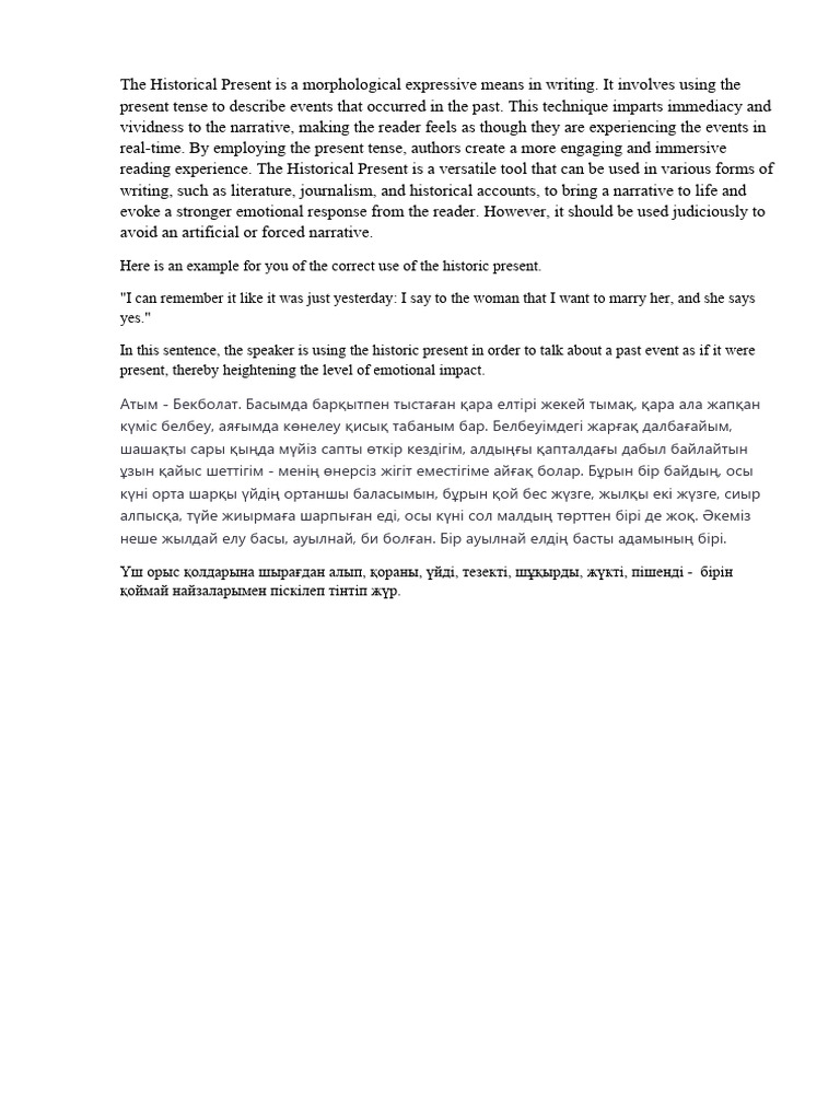 Historical Present PDF