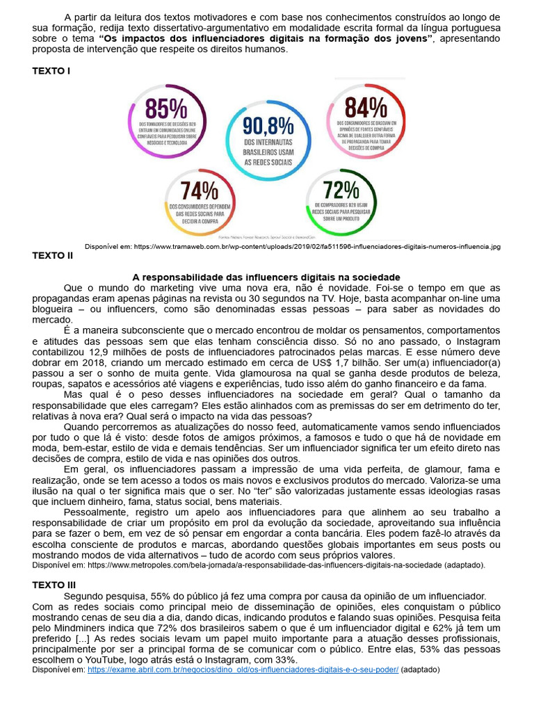 Os Impactos Dos Influenciadores Digitais Na Formação Dos Jovens | PDF ...