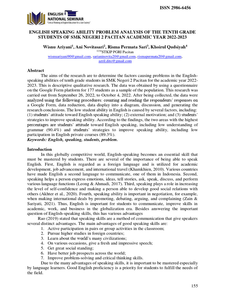 Analyzing English Speaking Issues in Students | PDF | Vocabulary ...