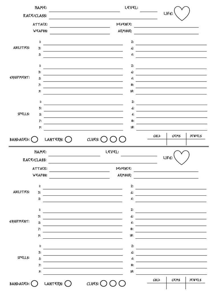 4AD Character Sheet Ver 1 | PDF