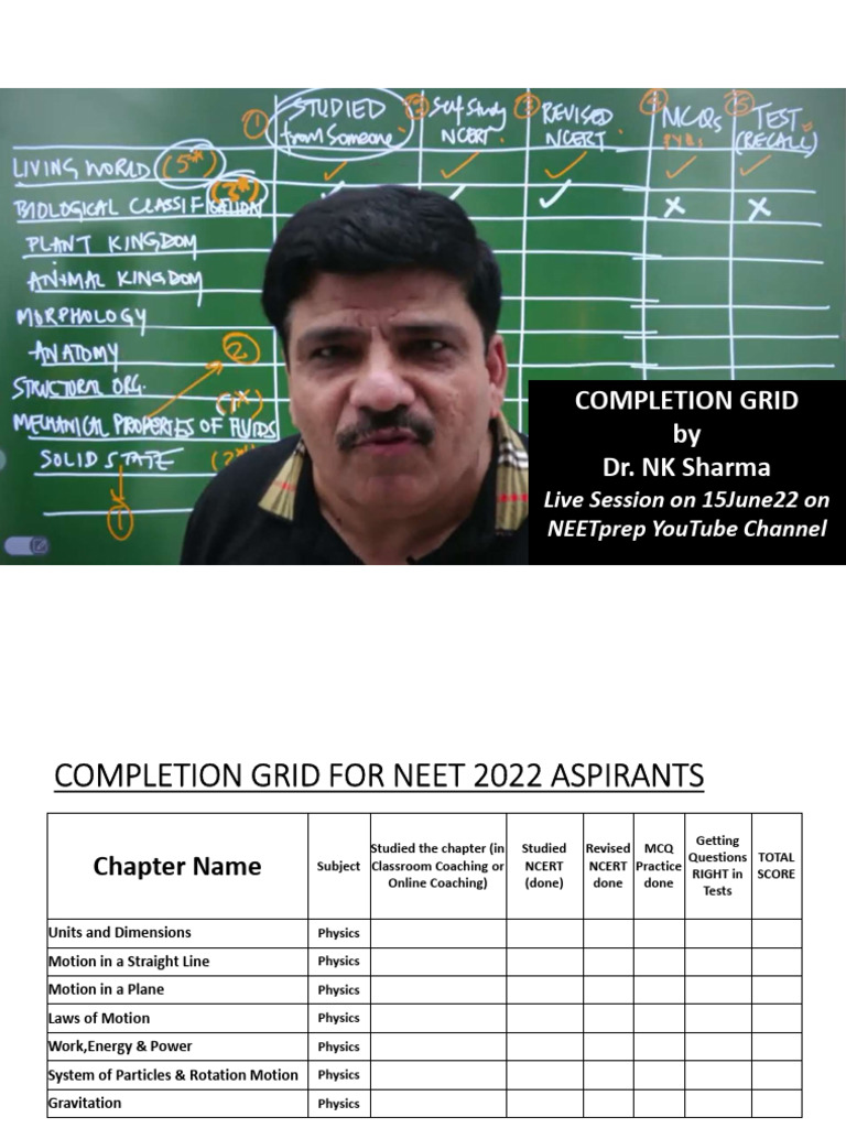 Completion Grid PDF Chemistry Physics