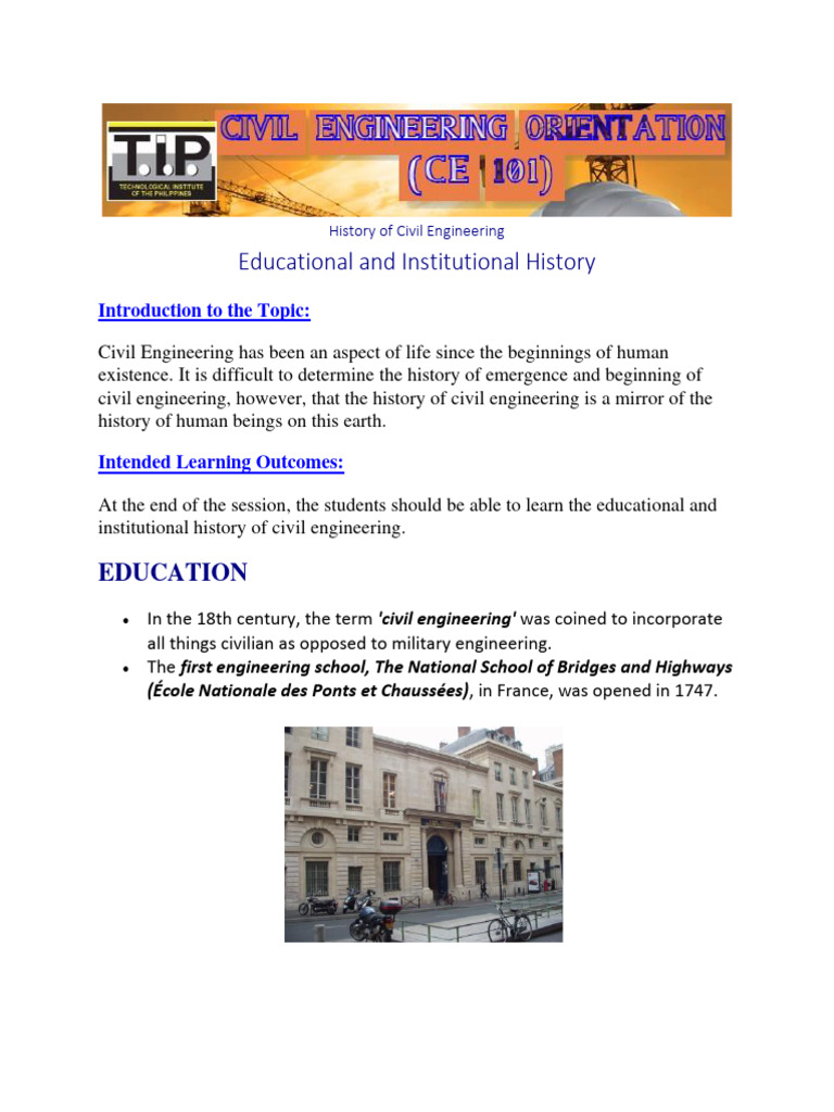 History of Civil Engineering Education | PDF | Civil Engineering ...