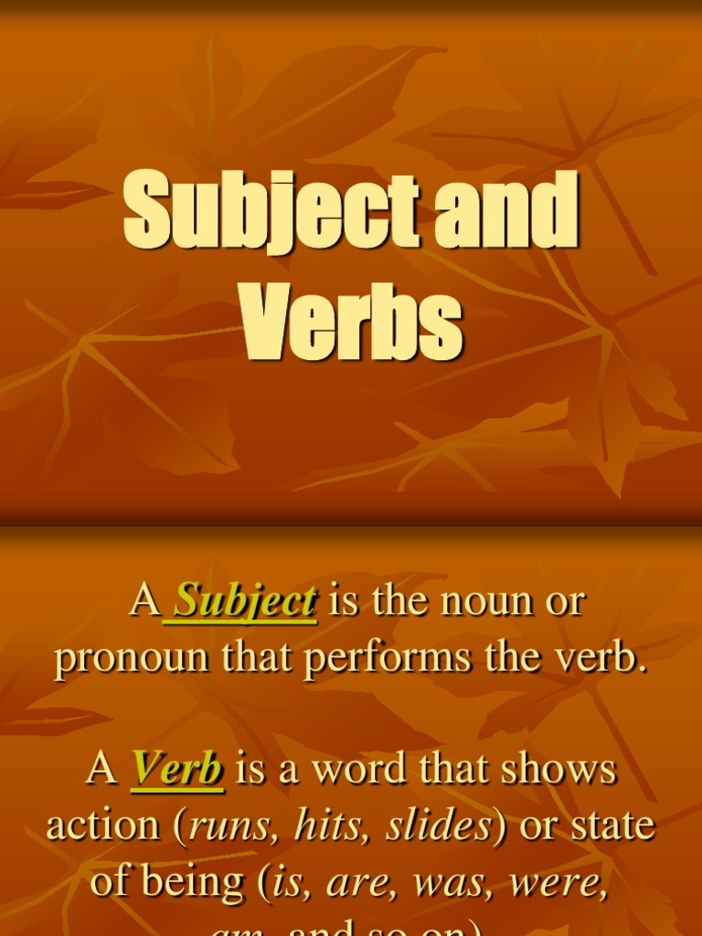 Subject and Verbs | PDF