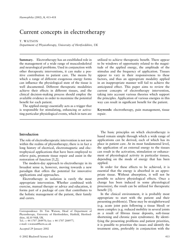 Current Concepts in Electrotherapy | PDF | Pain Management | Physical ...