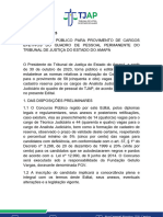 Edital Do Xiii Concurso Publico para Servidores Efetivos Do Tjap