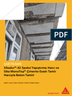 Sikadur 32 Epoksi Yapistirma Harci Ve Sika MonoTop Cimento Esasli Tamir Harciyla Beton Tamiri