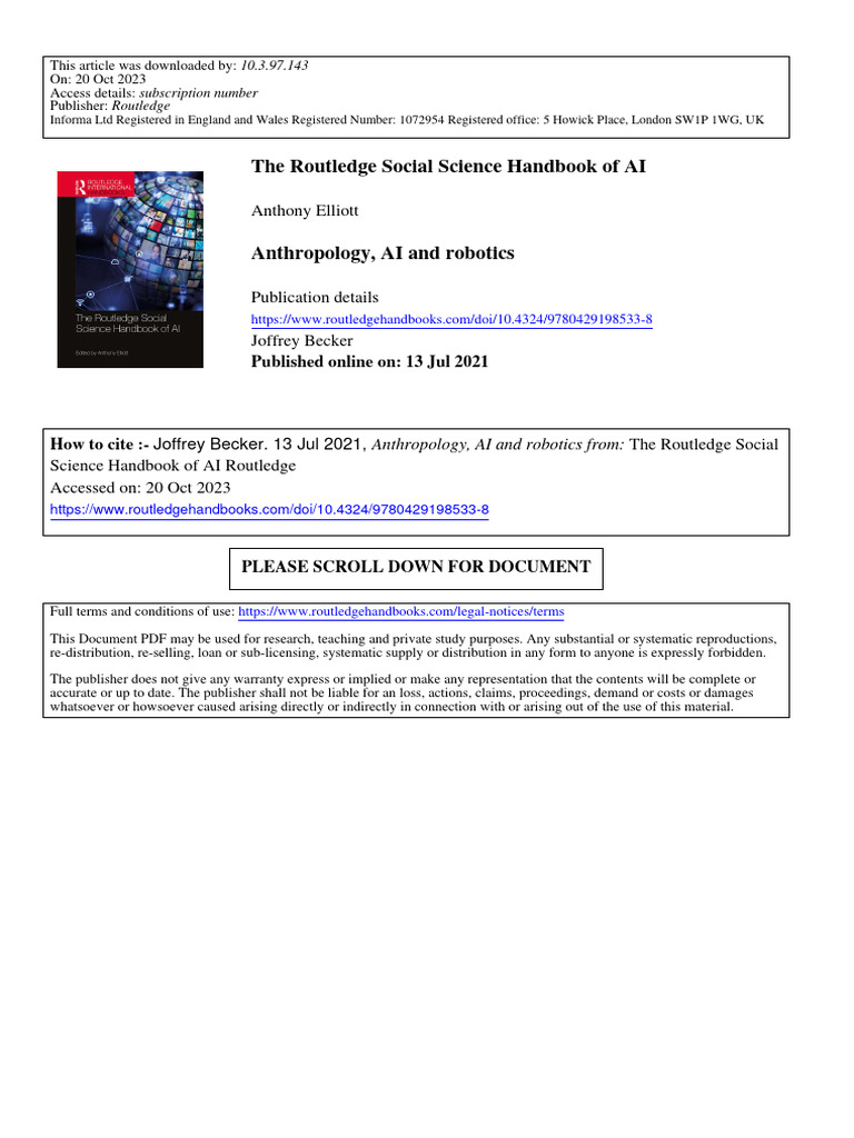 Joffrey Becker - Anthropology, AI and Robotics | Download Free PDF ...