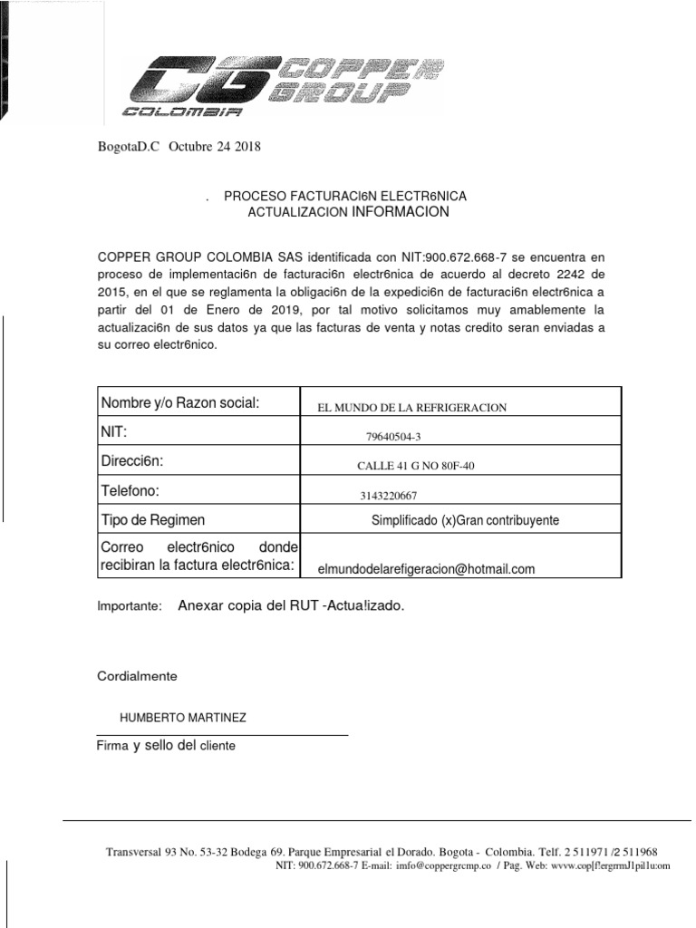 Formato facturacion electronica pdf