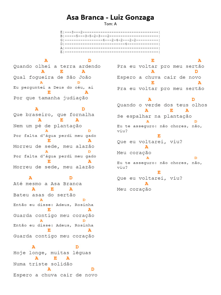 Letra da Música Asa Branca | PDF