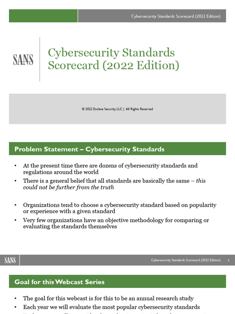 2022 Cybersecurity Standards Scorecard | PDF | Security | Computer Security