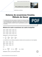 Sistema de Ecuaciones Lineales. Método de Gauss