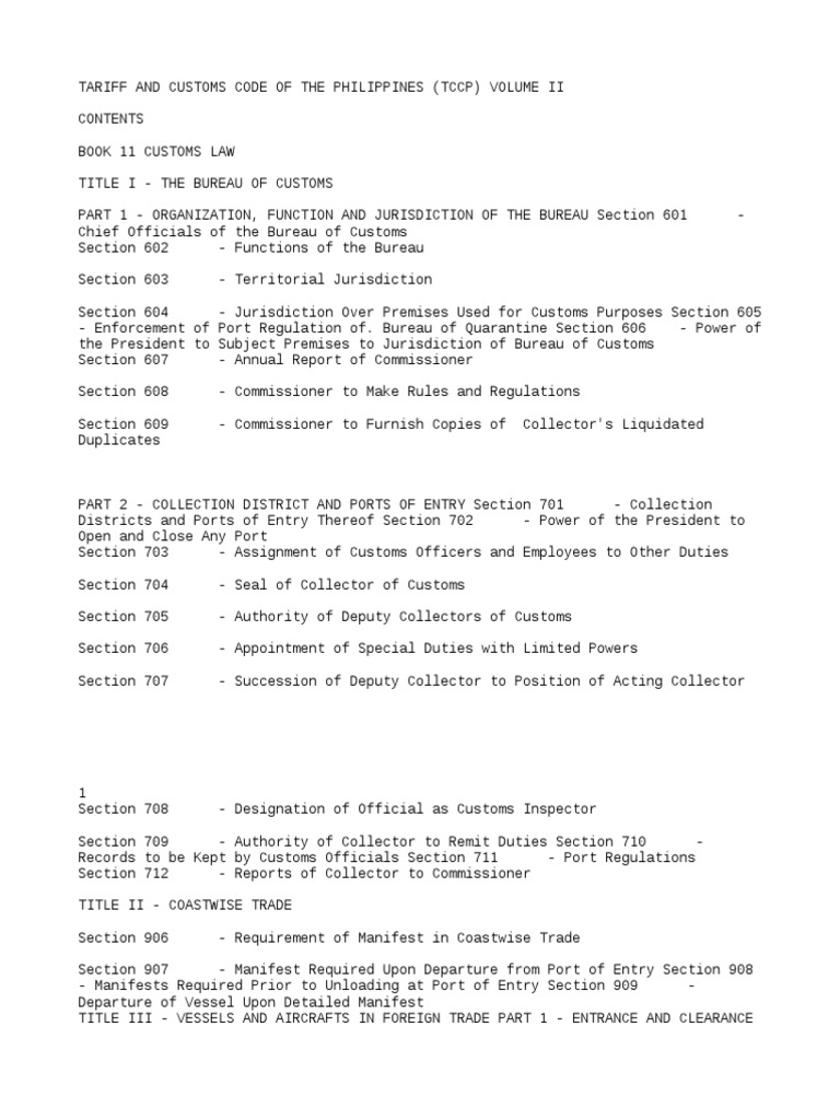 Tariff and Customs Code of the Philippines Vol 2 Customs Asset
